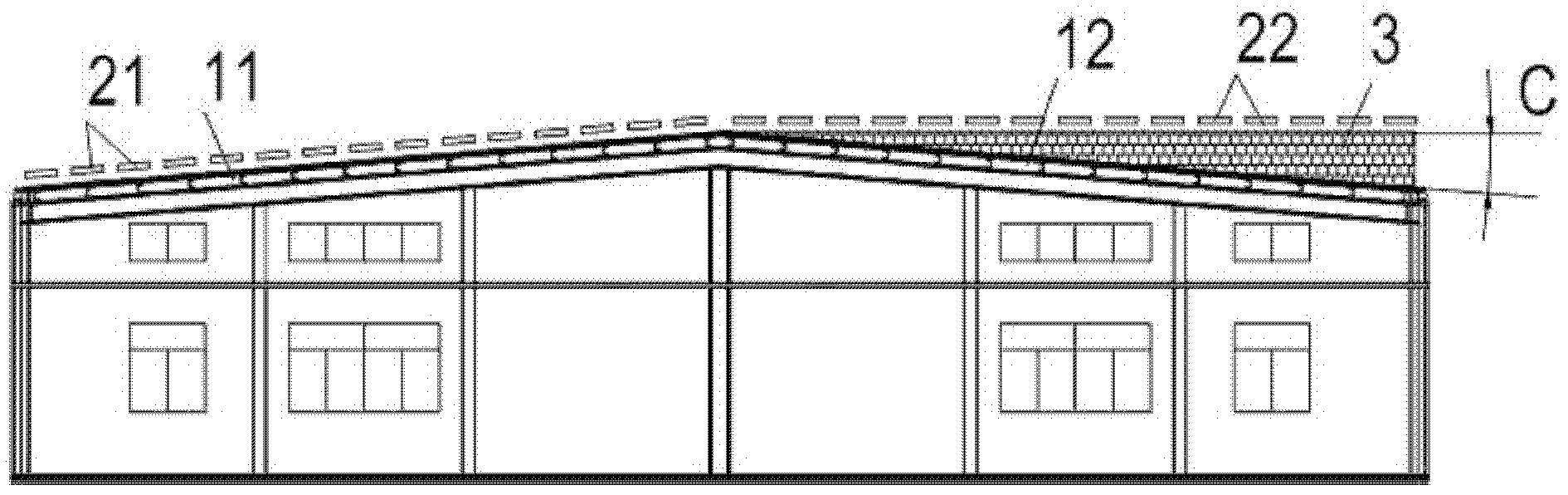 Photovoltaic module arrangement structure for sloping roof of lightweight steel roof truss