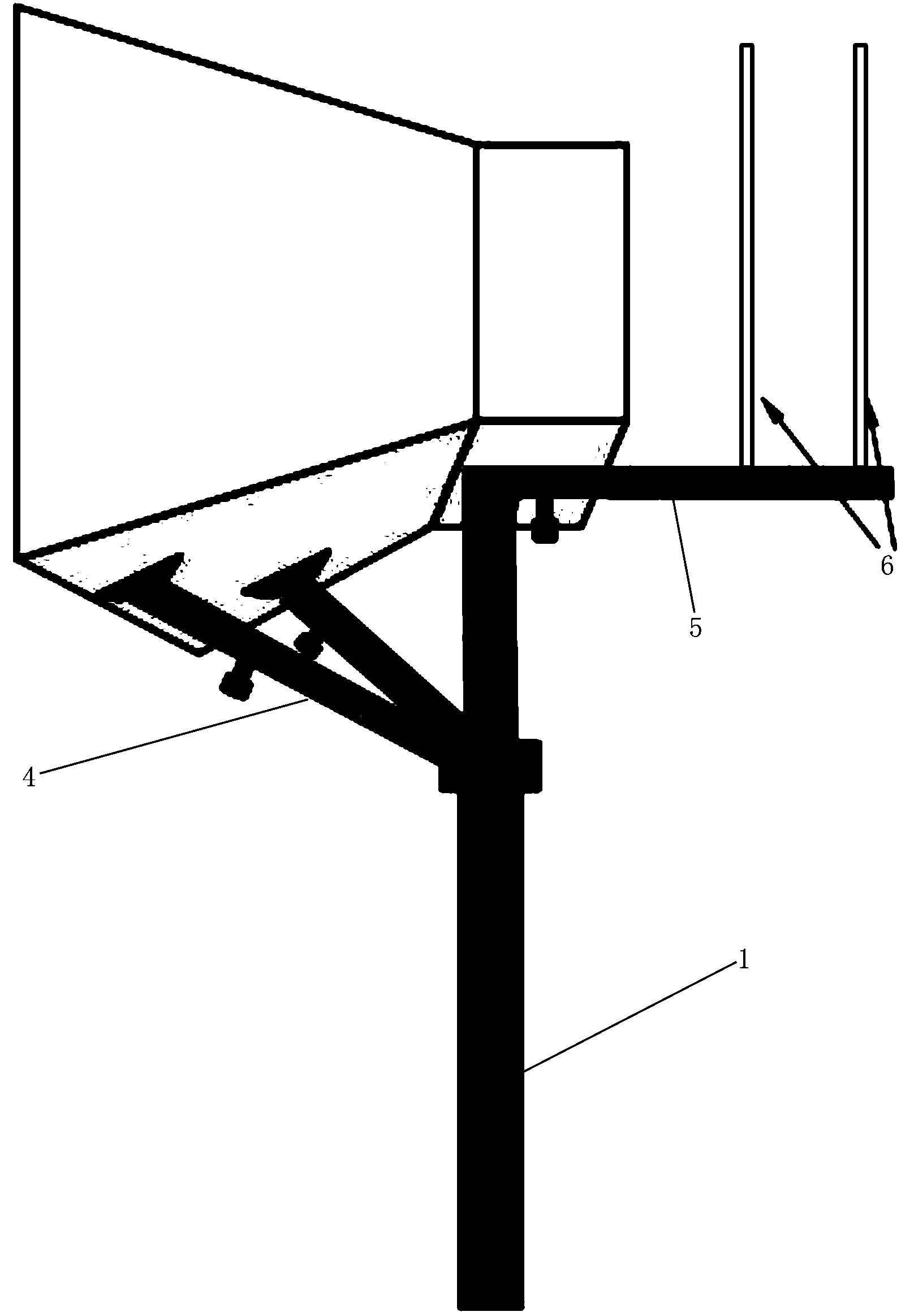 Method for stably erecting and accurately aiming at horn antenna and triangular support for measurement