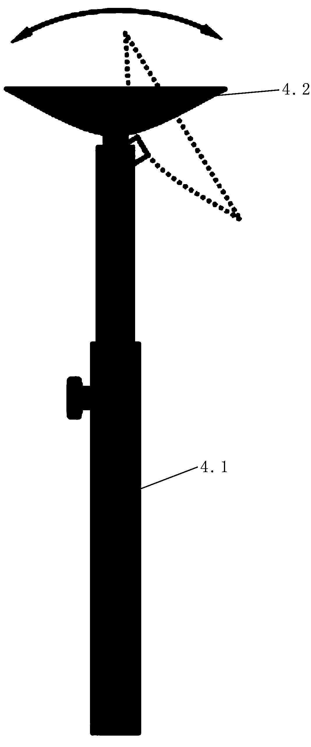 Method for stably erecting and accurately aiming at horn antenna and triangular support for measurement