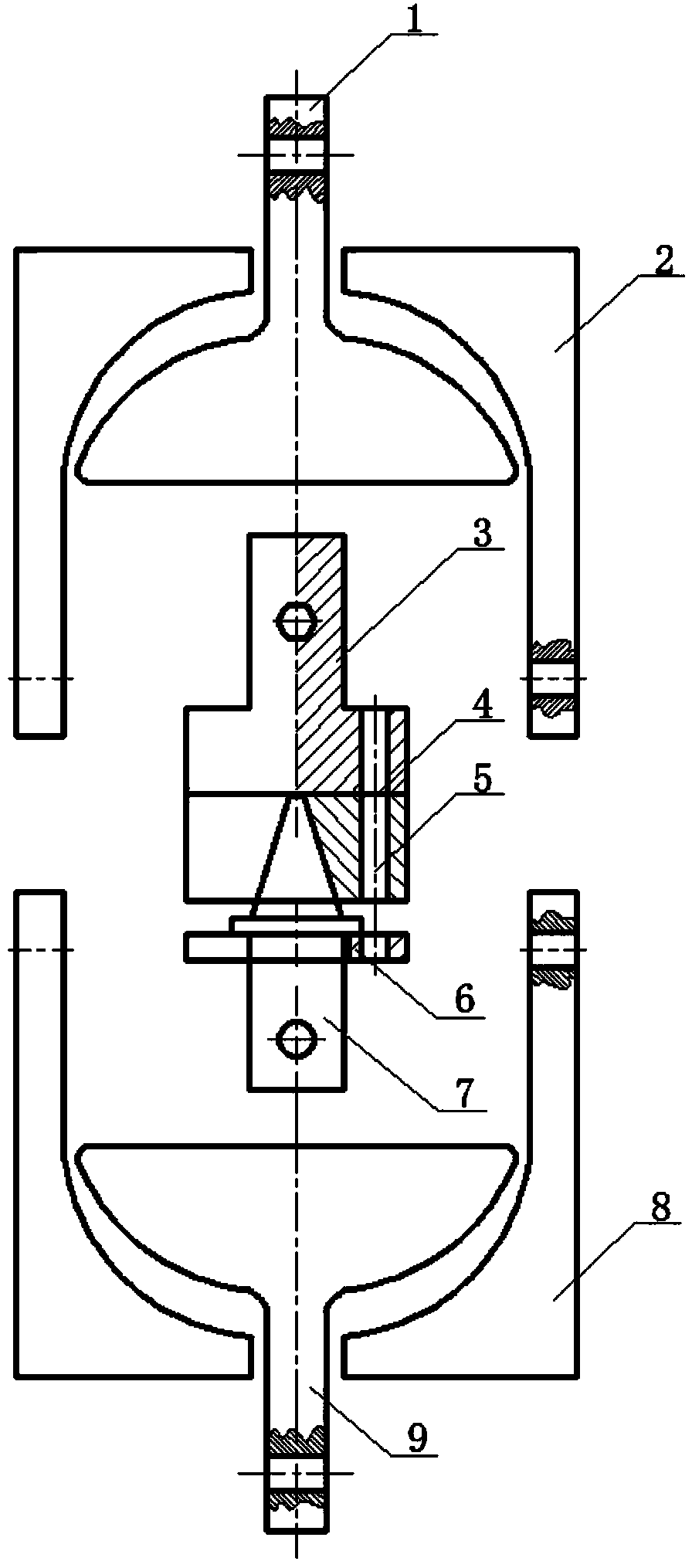 Testing device and method of bonding strength of thermal spraying coating on metal surface