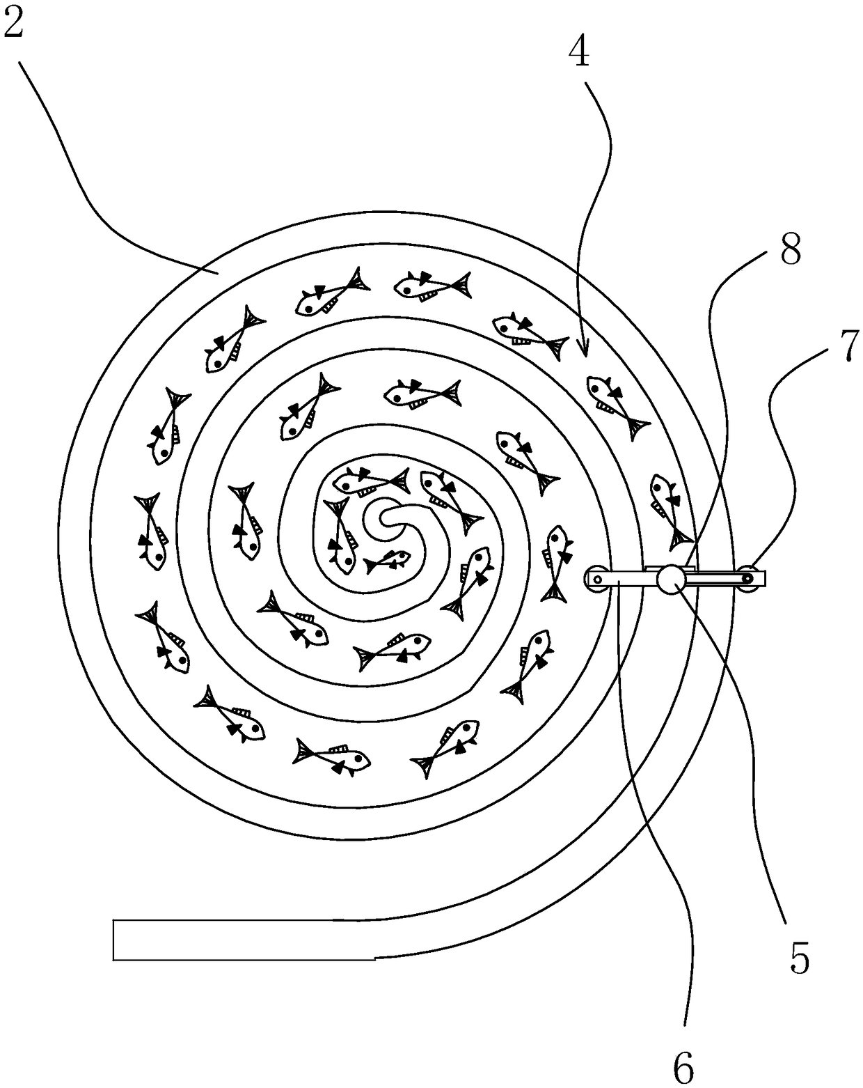 Fish suction pipe device for a fish suction pump