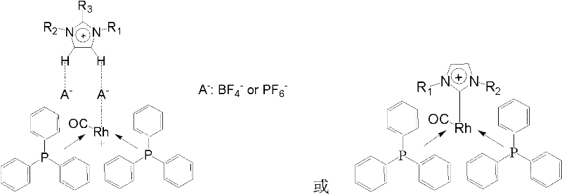 A kind of method of olefin hydroformylation reaction in ionic liquid solvent