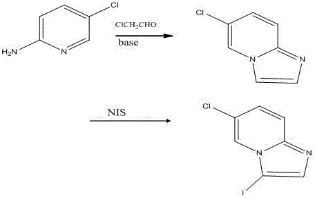 3-Iodo-6-chloro-imidazo [1,2-a] pyridine synthetic method