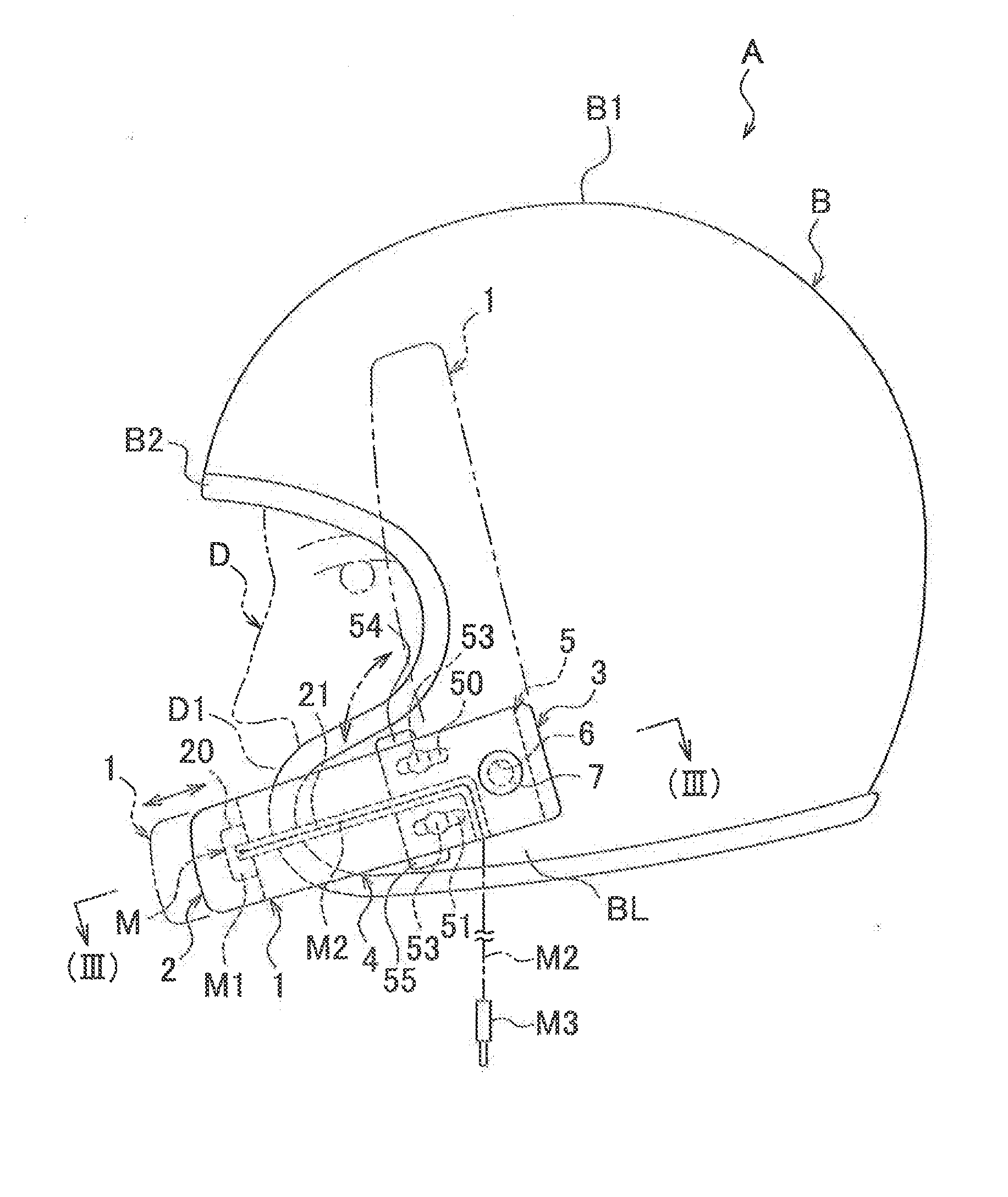 Microphone mounting device and open-face helmet