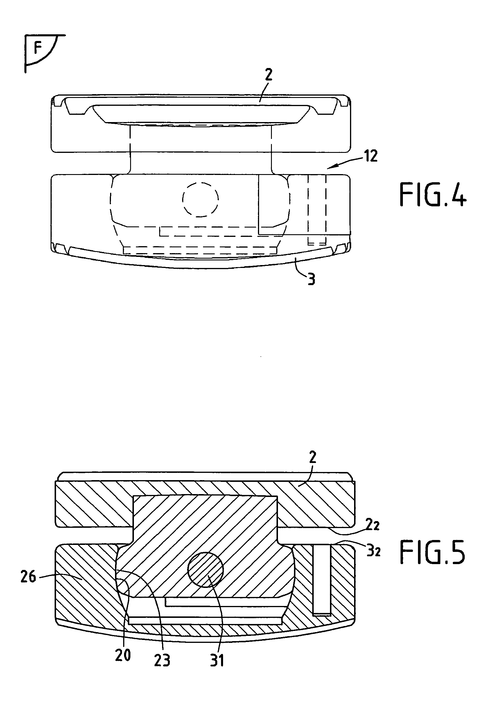 Disk prosthesis for cervical vertebrae with controlled clearance