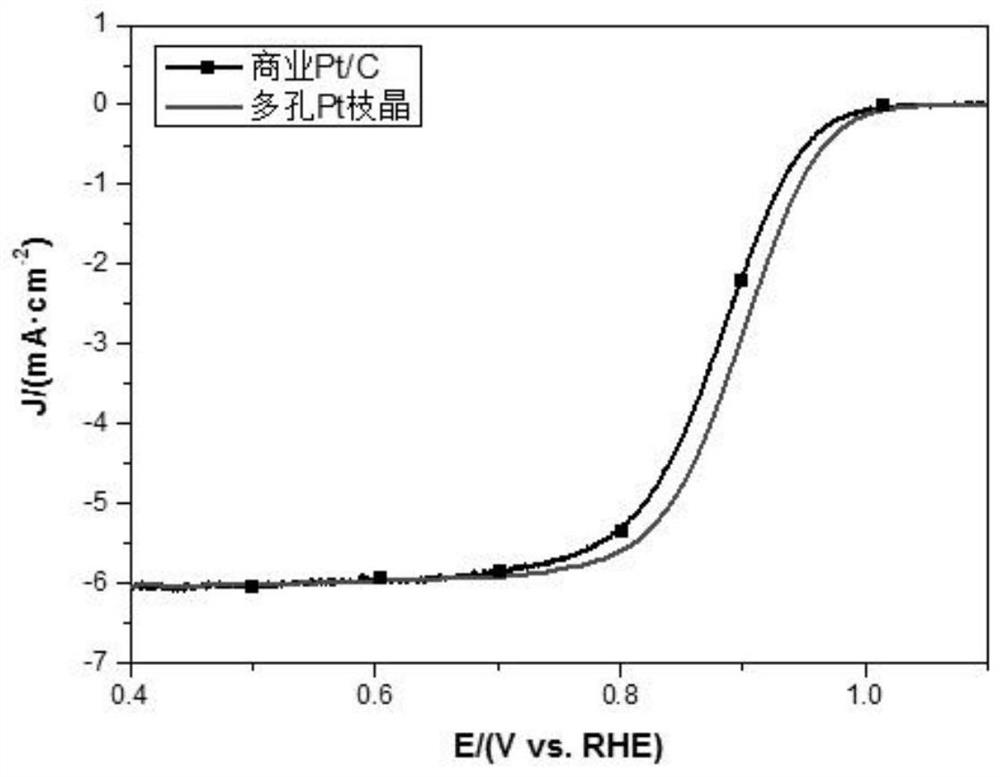 Porous platinum nano dendritic crystal electrocatalyst and preparation method thereof