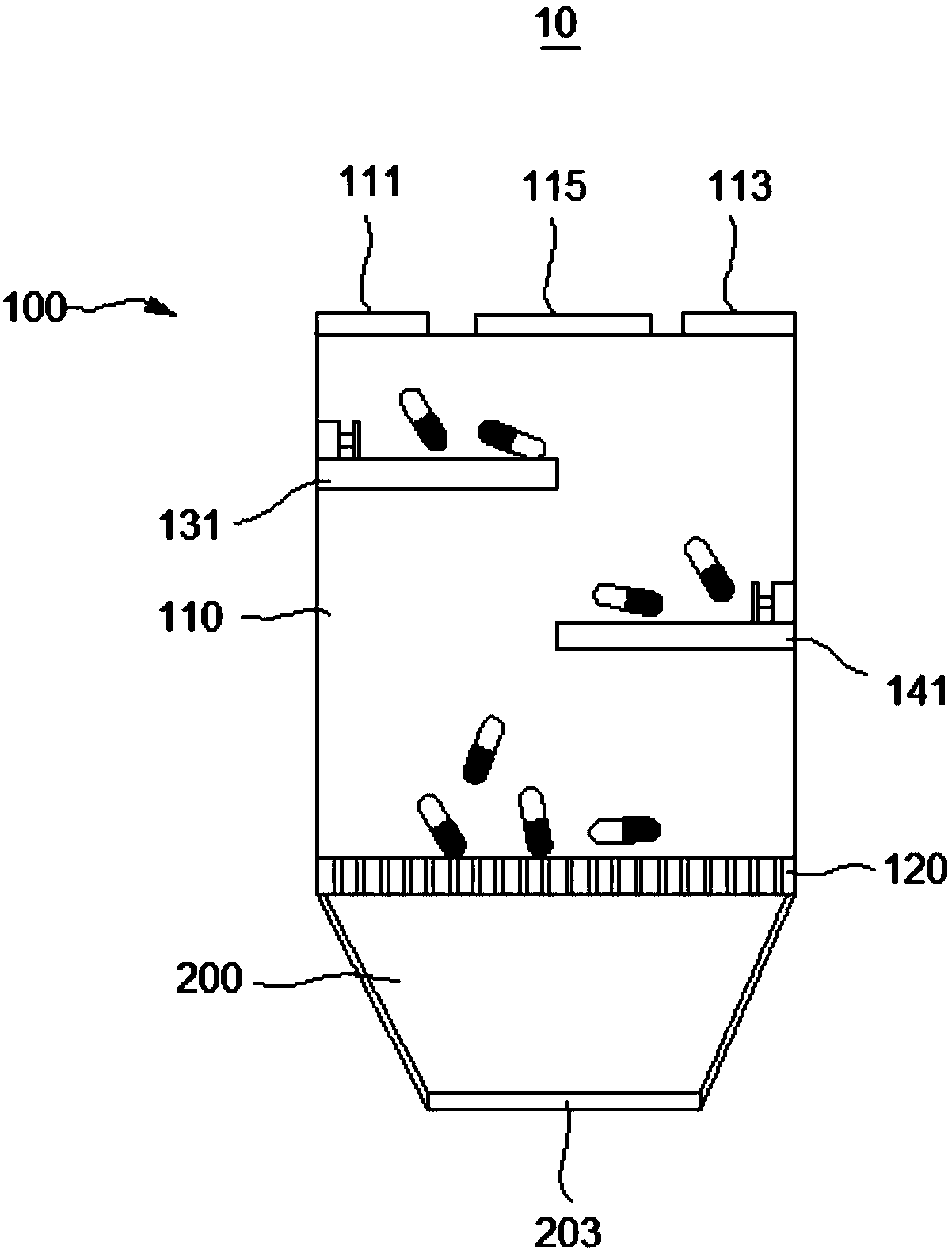 Device for separating capsule caps and capsule bodies, and capsule screening equipment