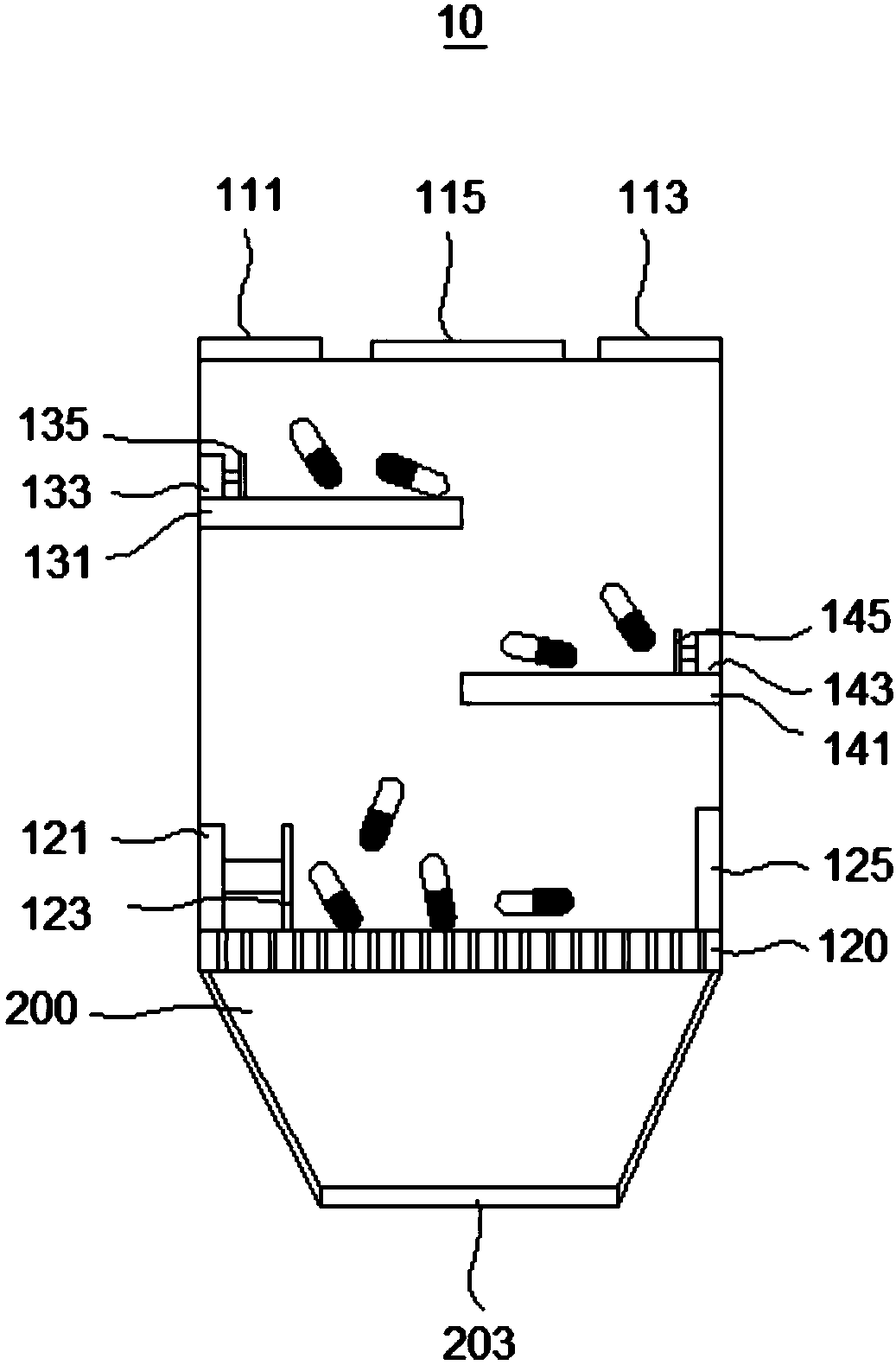 Device for separating capsule caps and capsule bodies, and capsule screening equipment