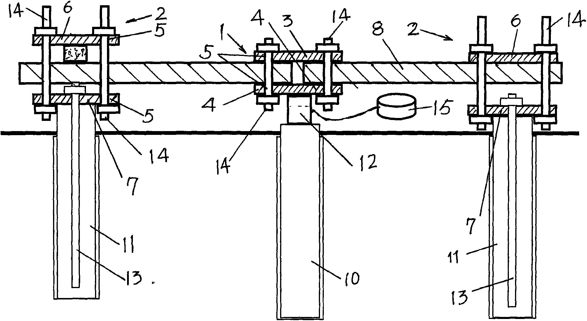 Pressure test device and method for prestressed pipe pile through peripheral pipe pile in component force measuring mode