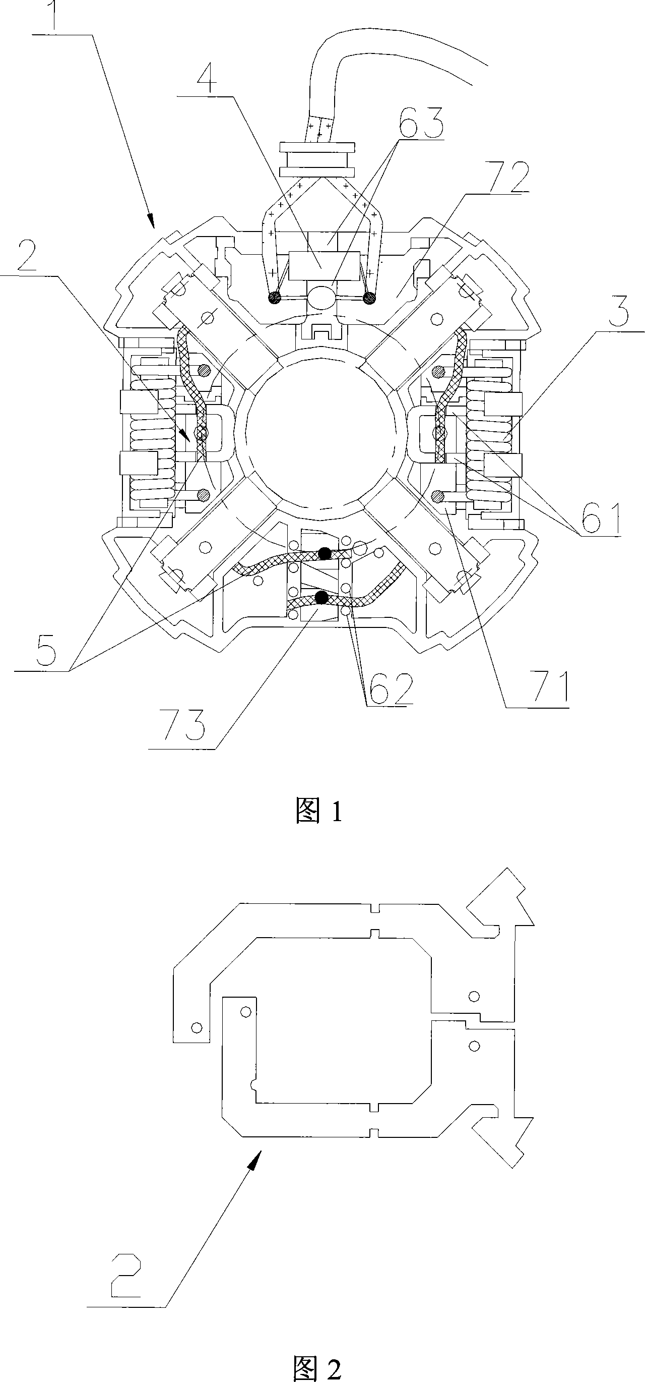 Fan, generator and brush yoke component of car radiator