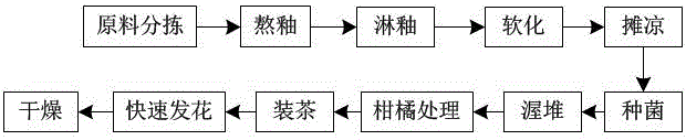 Making technology of dried tangerine peel Fuzhuan tea containing eurotium cristatum