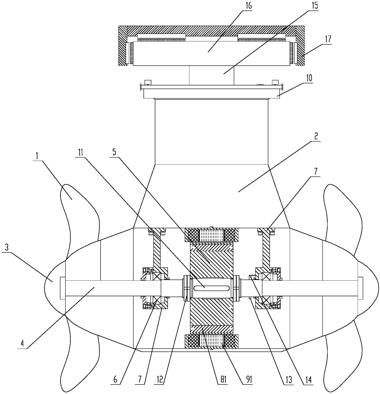 Ship pod type propeller