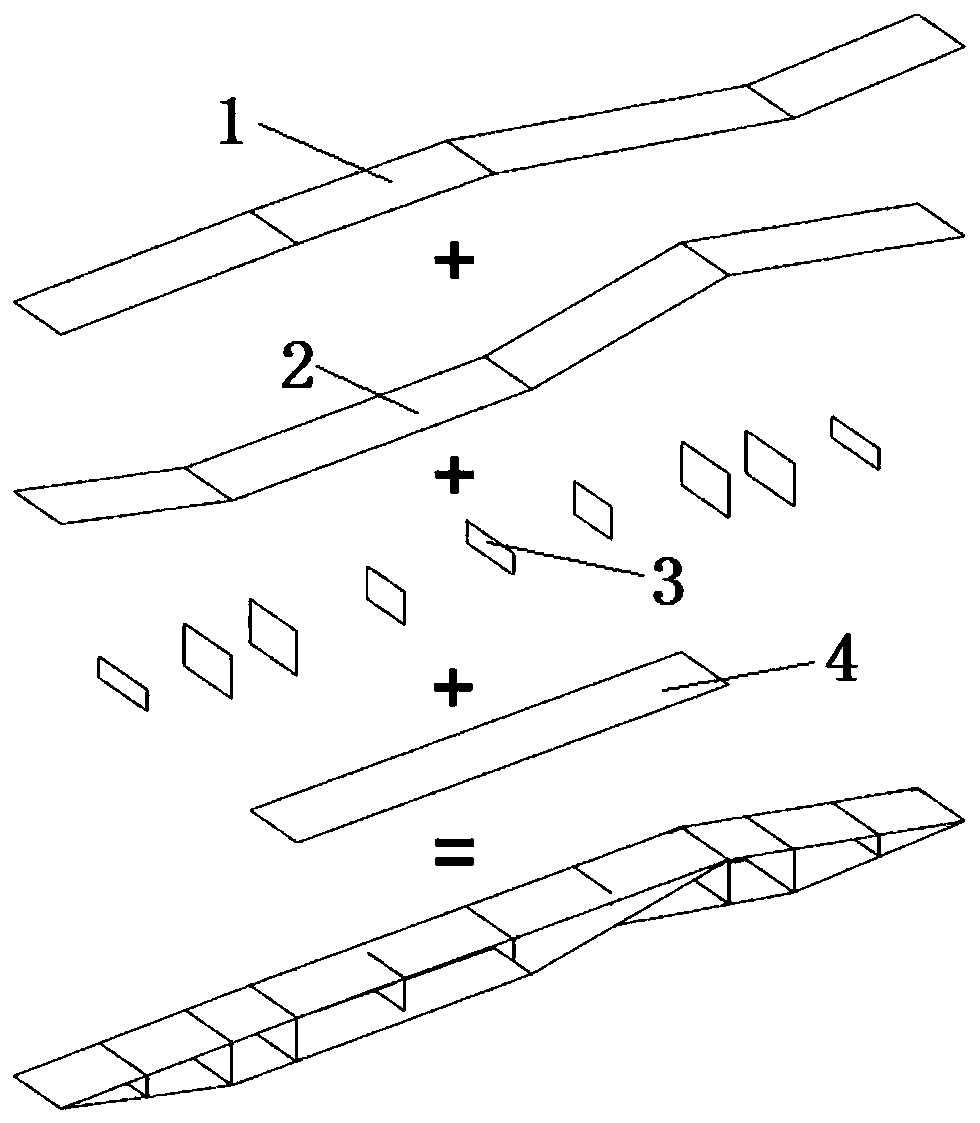 Bridge span assembly of open web condup-shaped pedestrian bridge