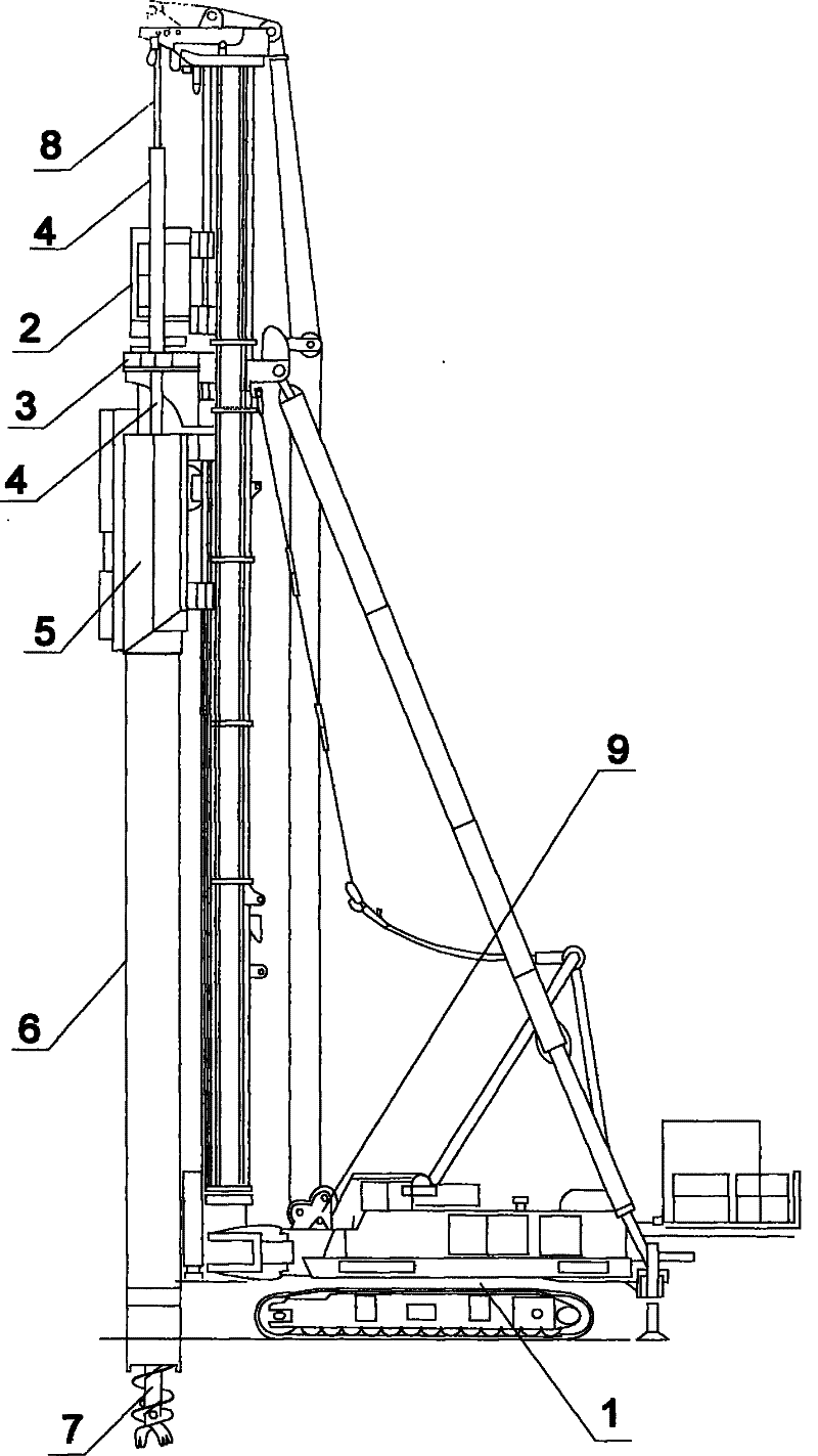 Pile sinking device and method for middle digging pulling-anchoring method pre-stressed centrifugal pipe pile (square pile)