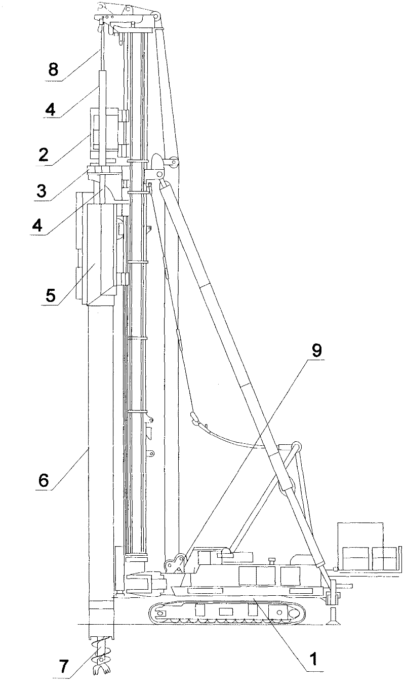 Pile sinking device and method for middle digging pulling-anchoring method pre-stressed centrifugal pipe pile (square pile)