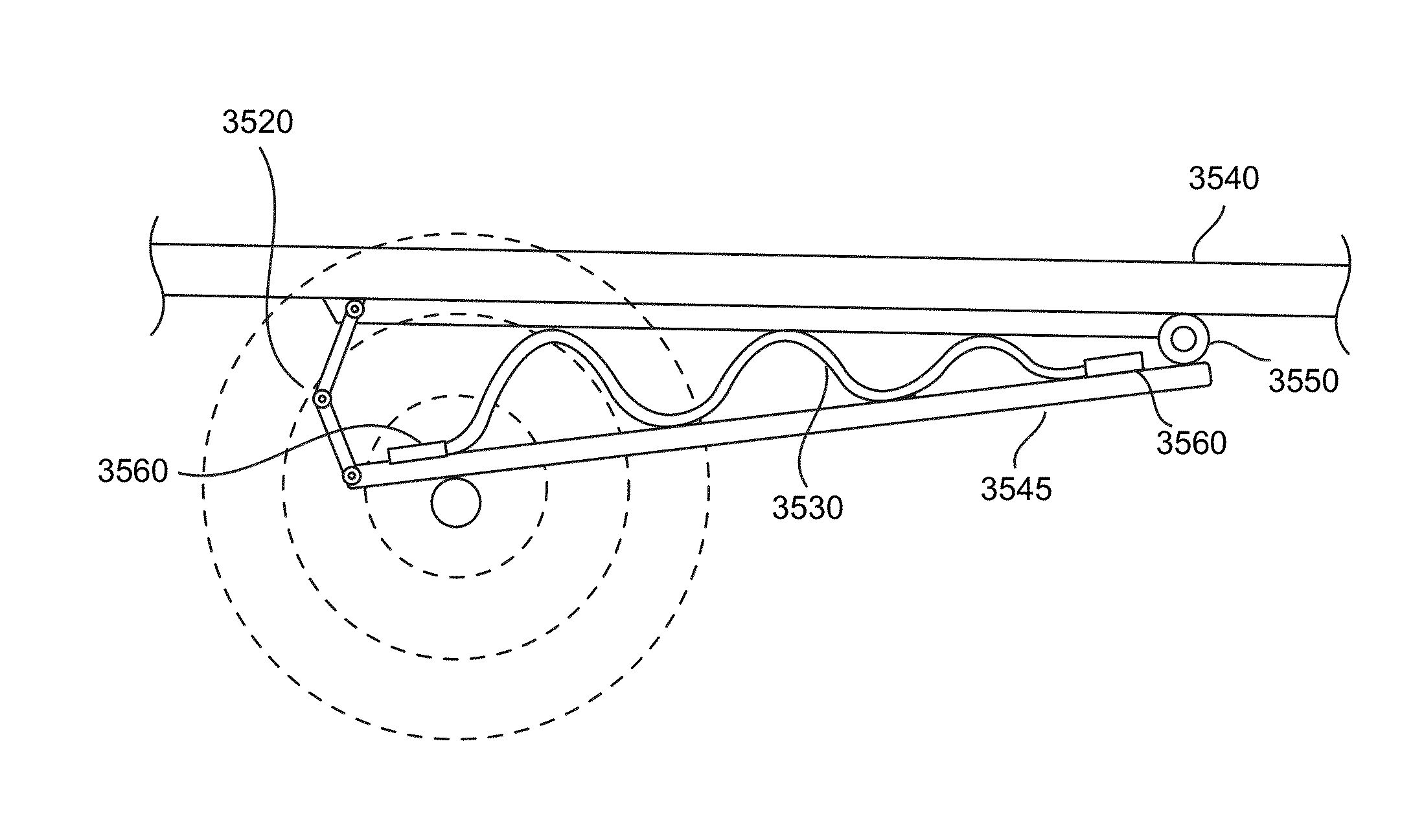 Variable amplitude sine wave spring