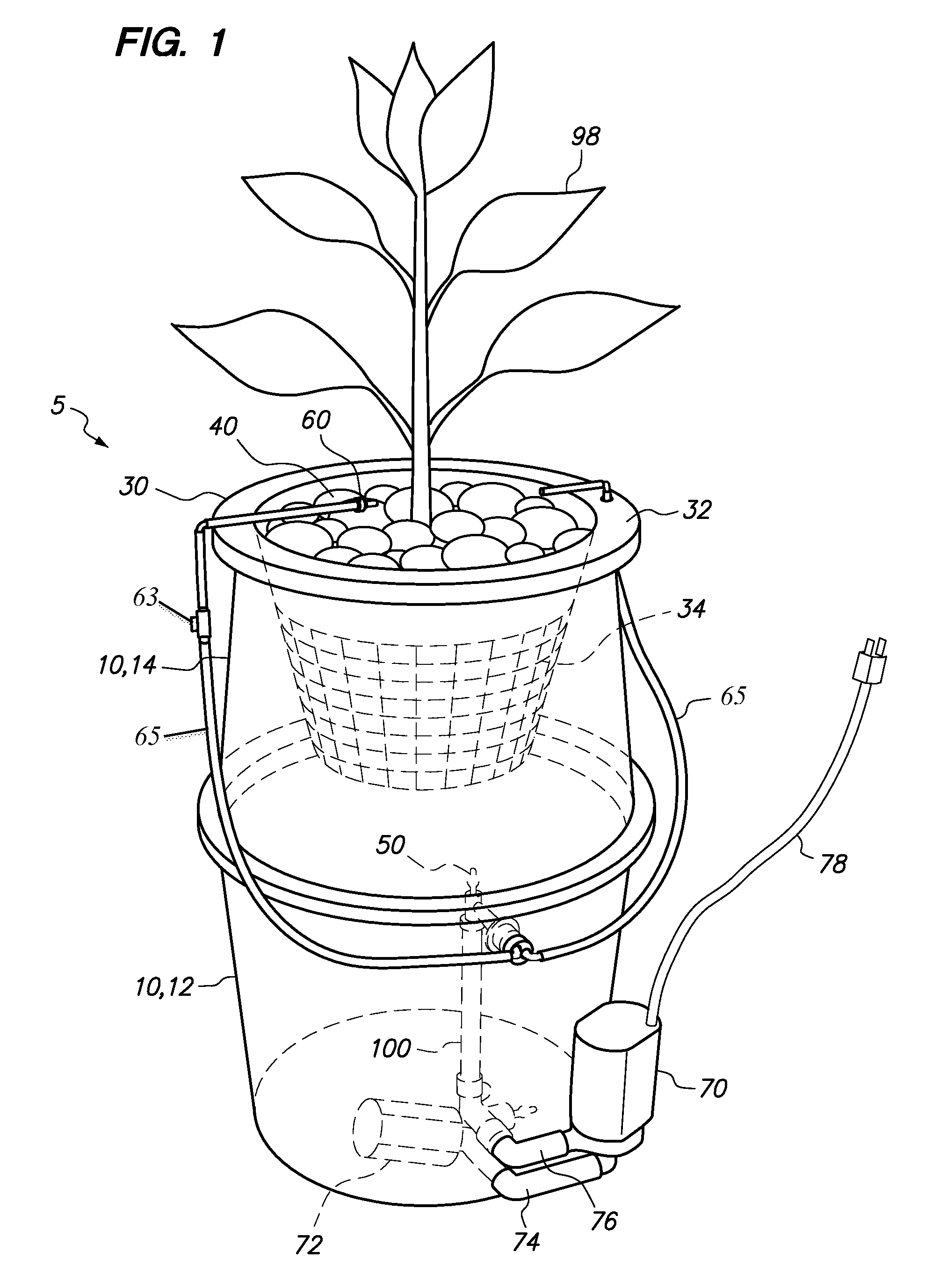 Hydroponic plant container with highly oxygenated nutrient solution using continuous air injection and continuous coriolis effect mixing