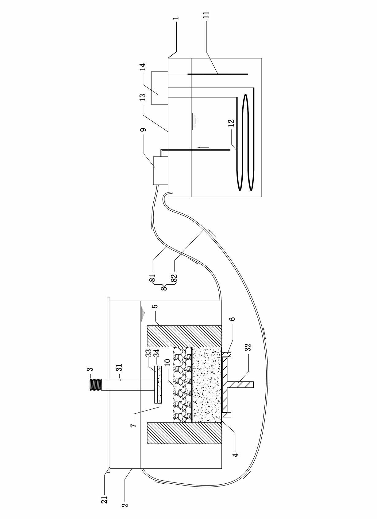 Testing device and evaluating method for water stability of water-permeable bituminous mixture