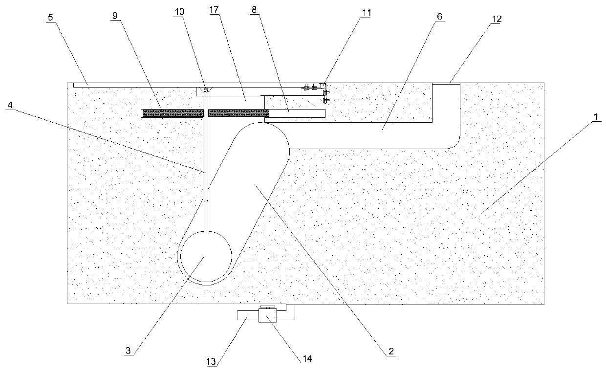 Buried type anti-flood wall driven by lifting push rod