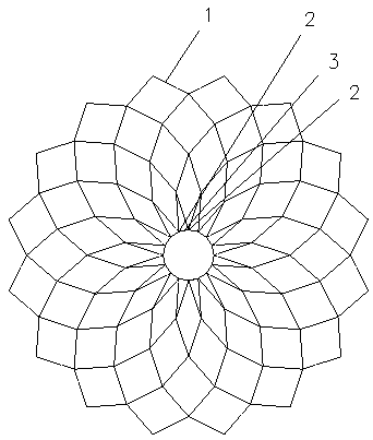 A radial opening and closing reticulated shell