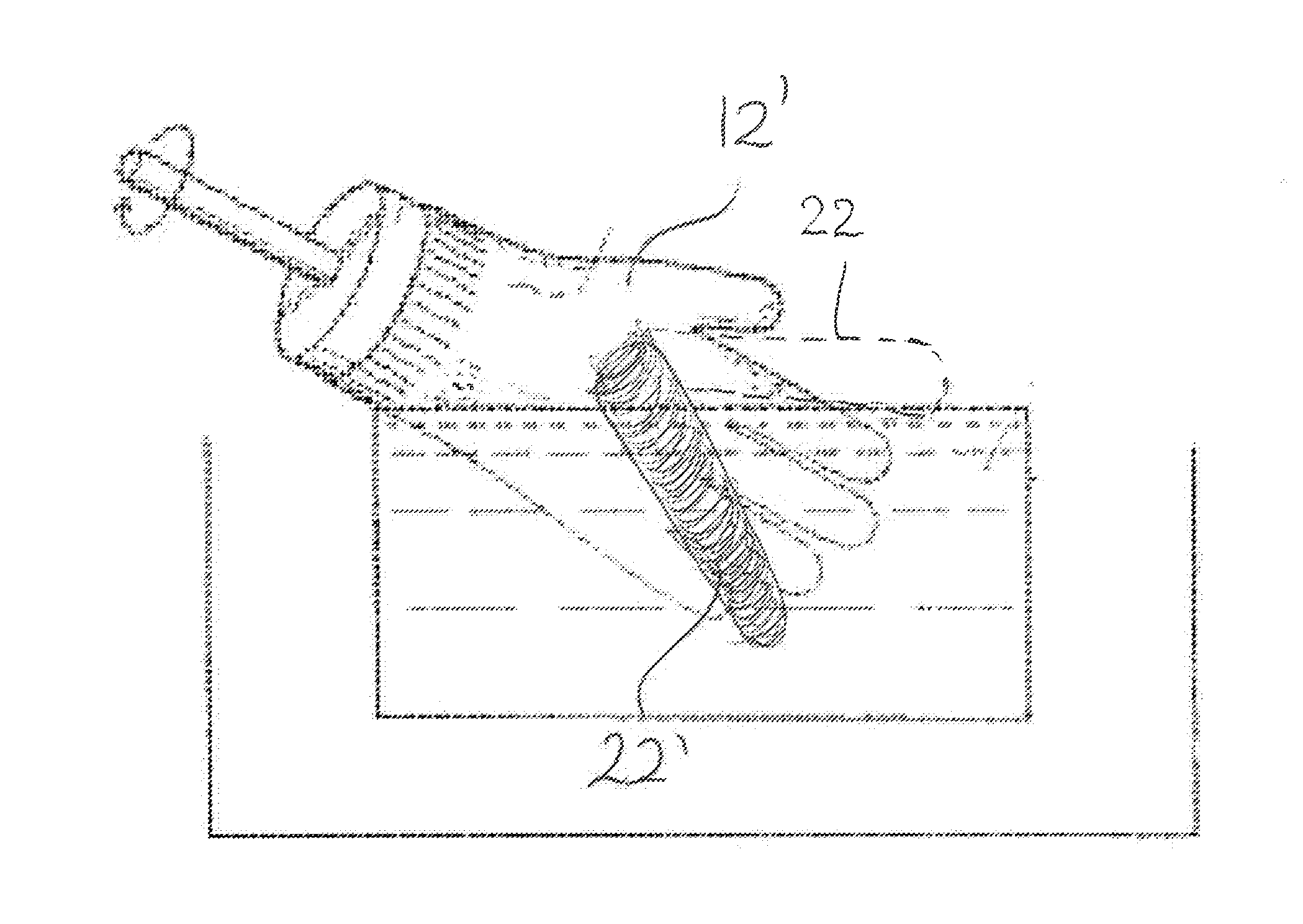 A veterinary glove, a veterinary implement for rectal ultrasound examination of a large animal, and a method of preparing such an implement