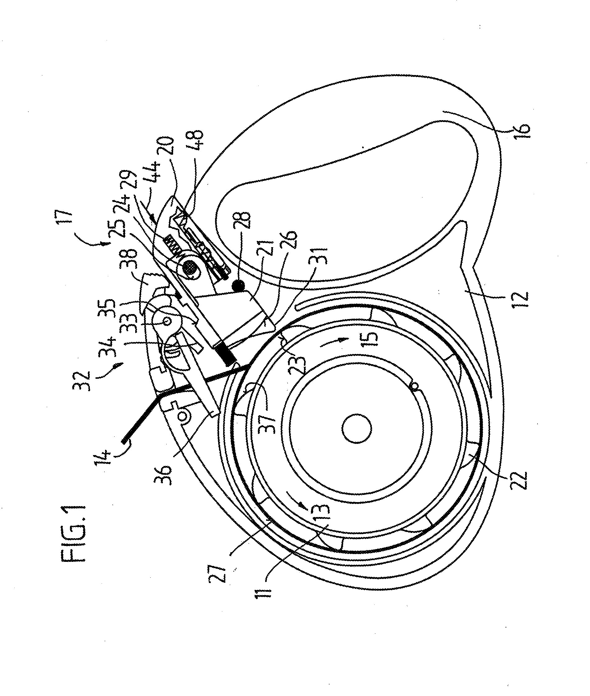 Braking Device for a Rope Pulley of a Leash that can be Mechanically Wound and Unwound for Leading Animals