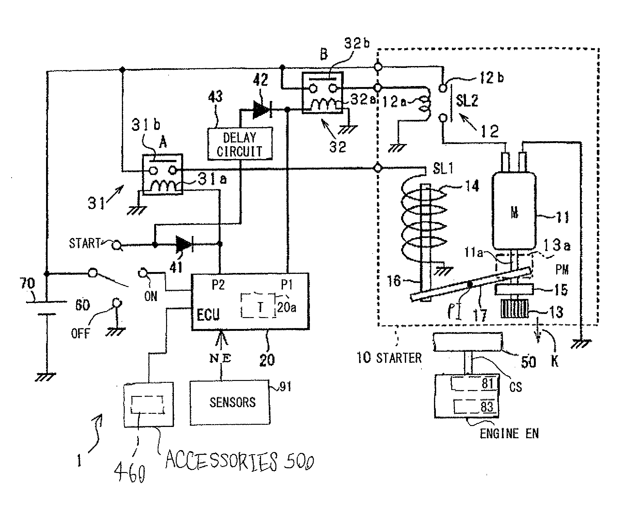 System for controlling starter for starting internal combustion engine