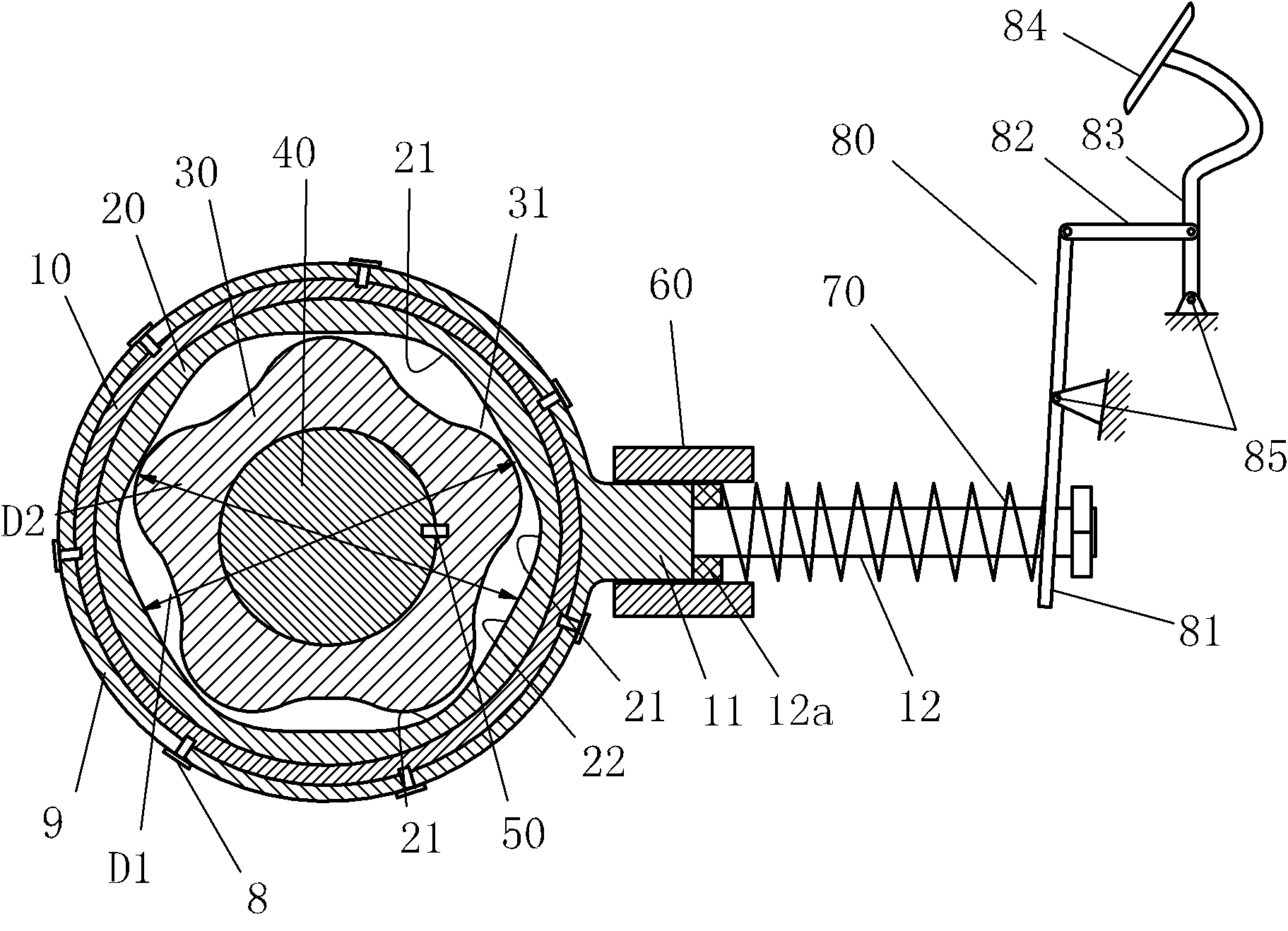 High-efficiency cam brake device