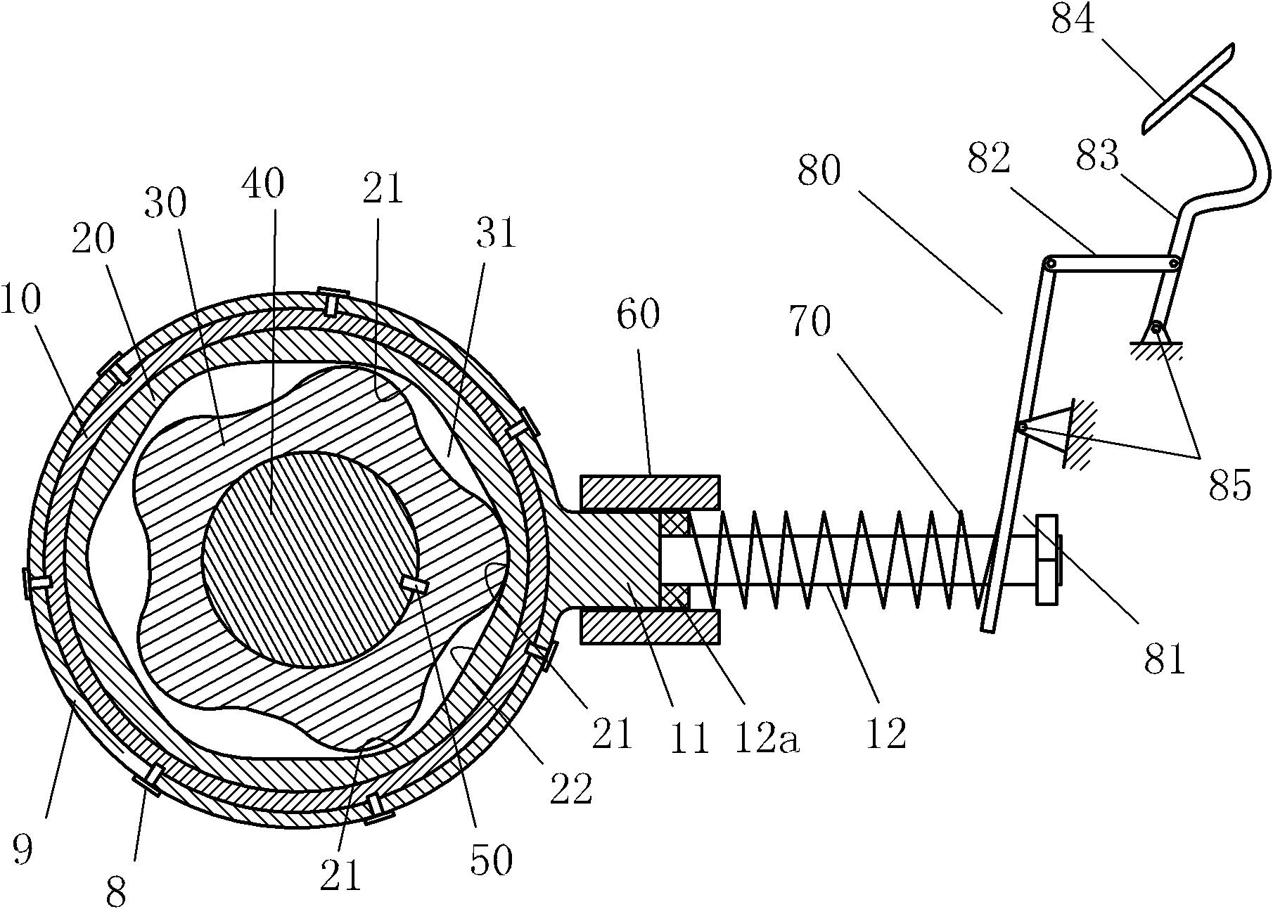 High-efficiency cam brake device