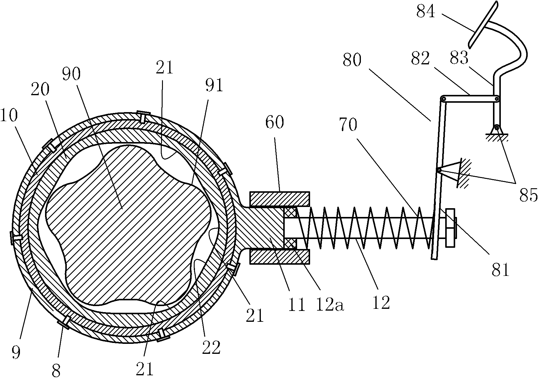 High-efficiency cam brake device