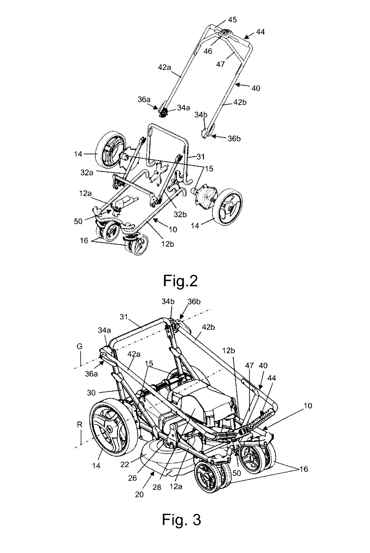 Wheeled lawnmower for walking driver