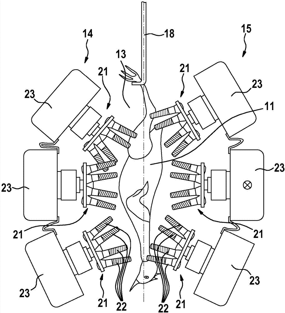 Device and method for automatically defeathering slaughtered poultry