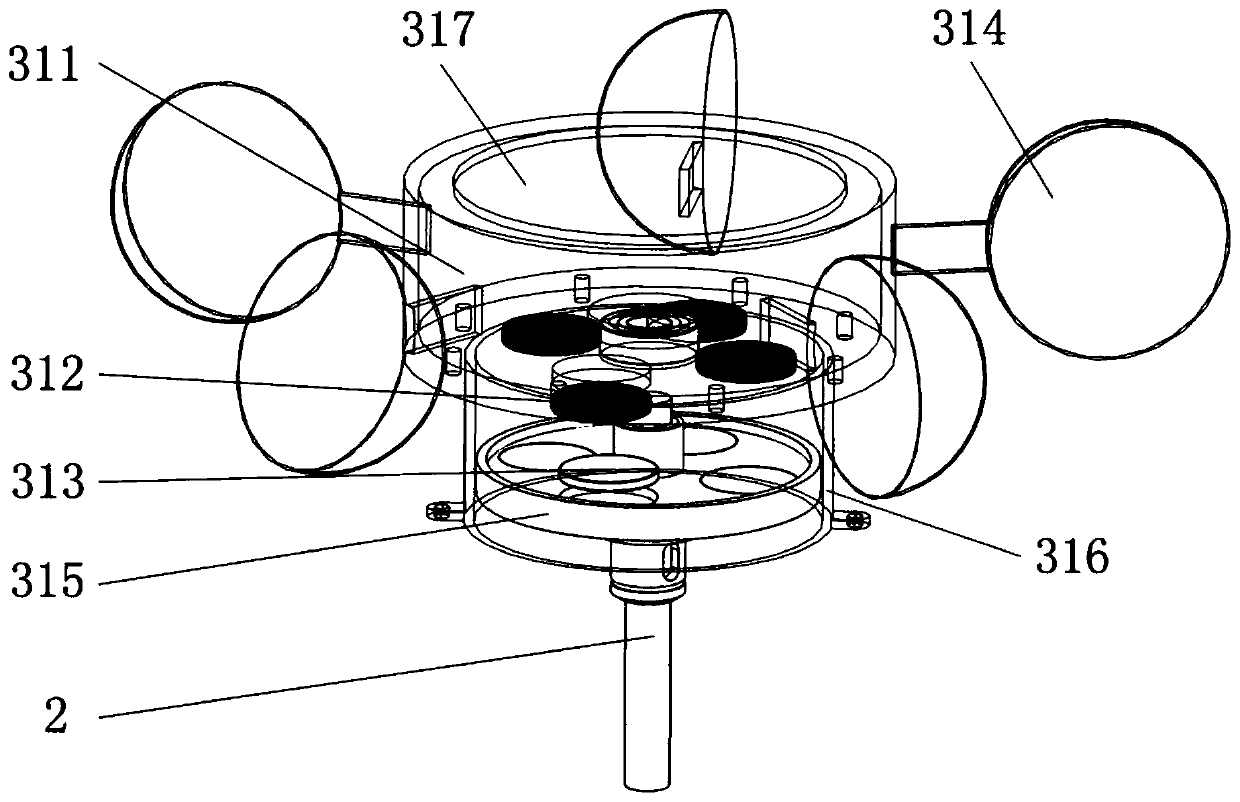 Wind energy raindrop energy composite energy collecting device