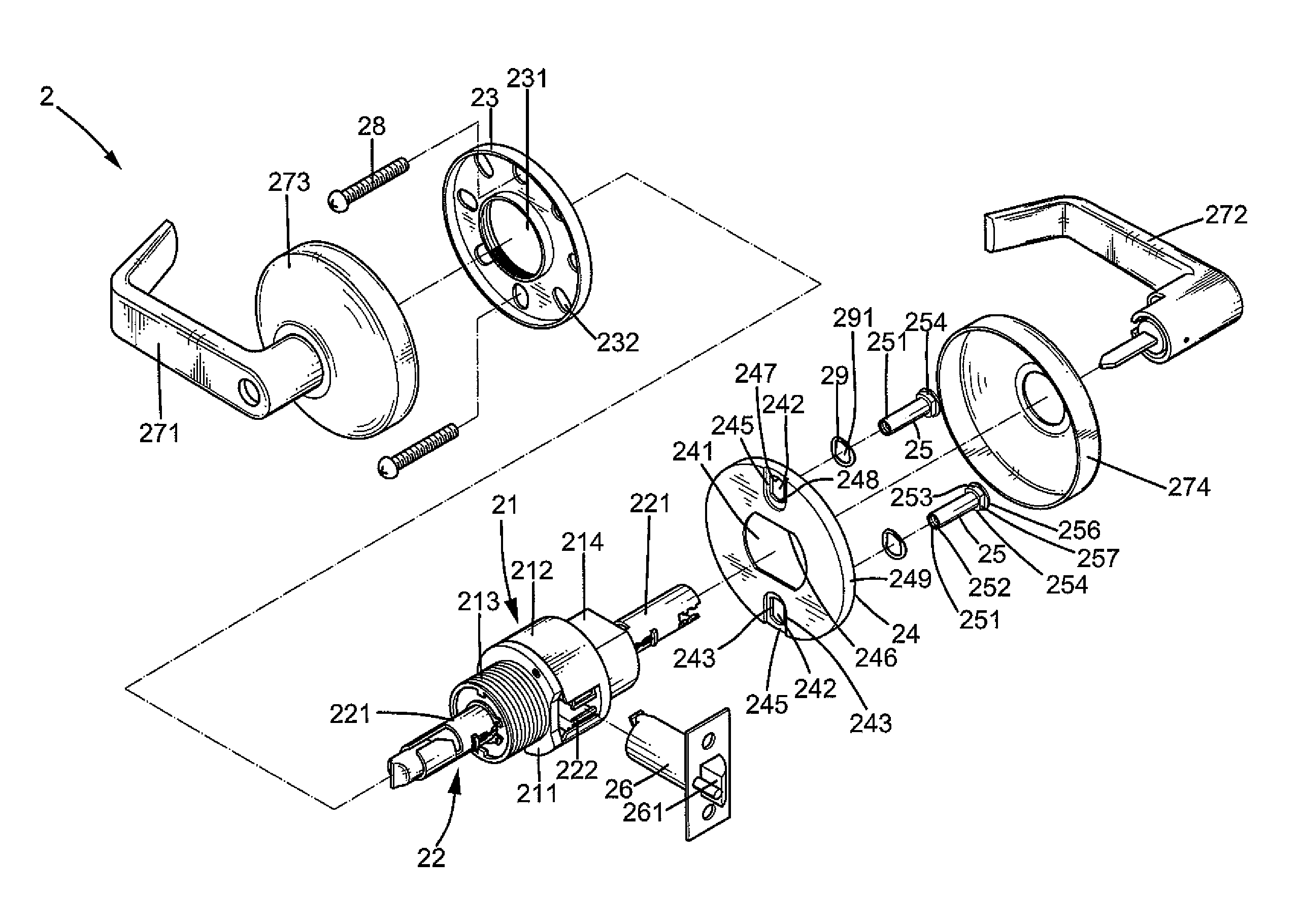 Door lock with adjustable mounting posts