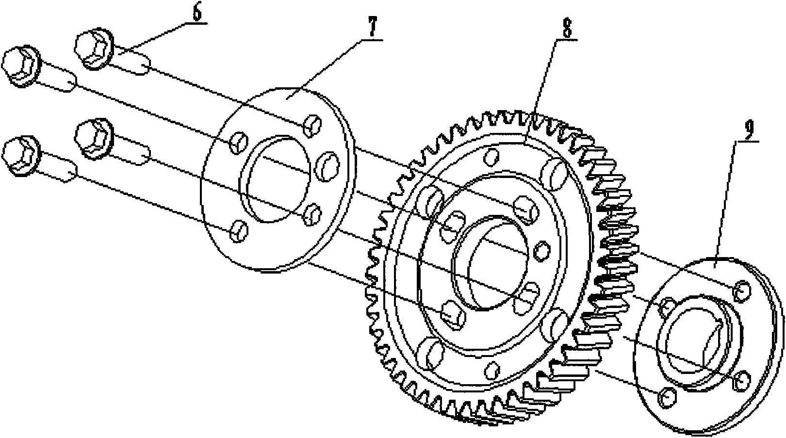 Large-torque driving device of engine