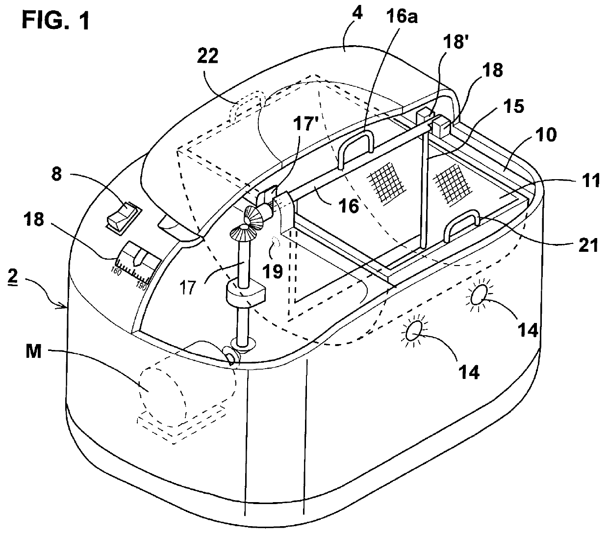 Cooking appliance and method particularly useful for frying or steaming food