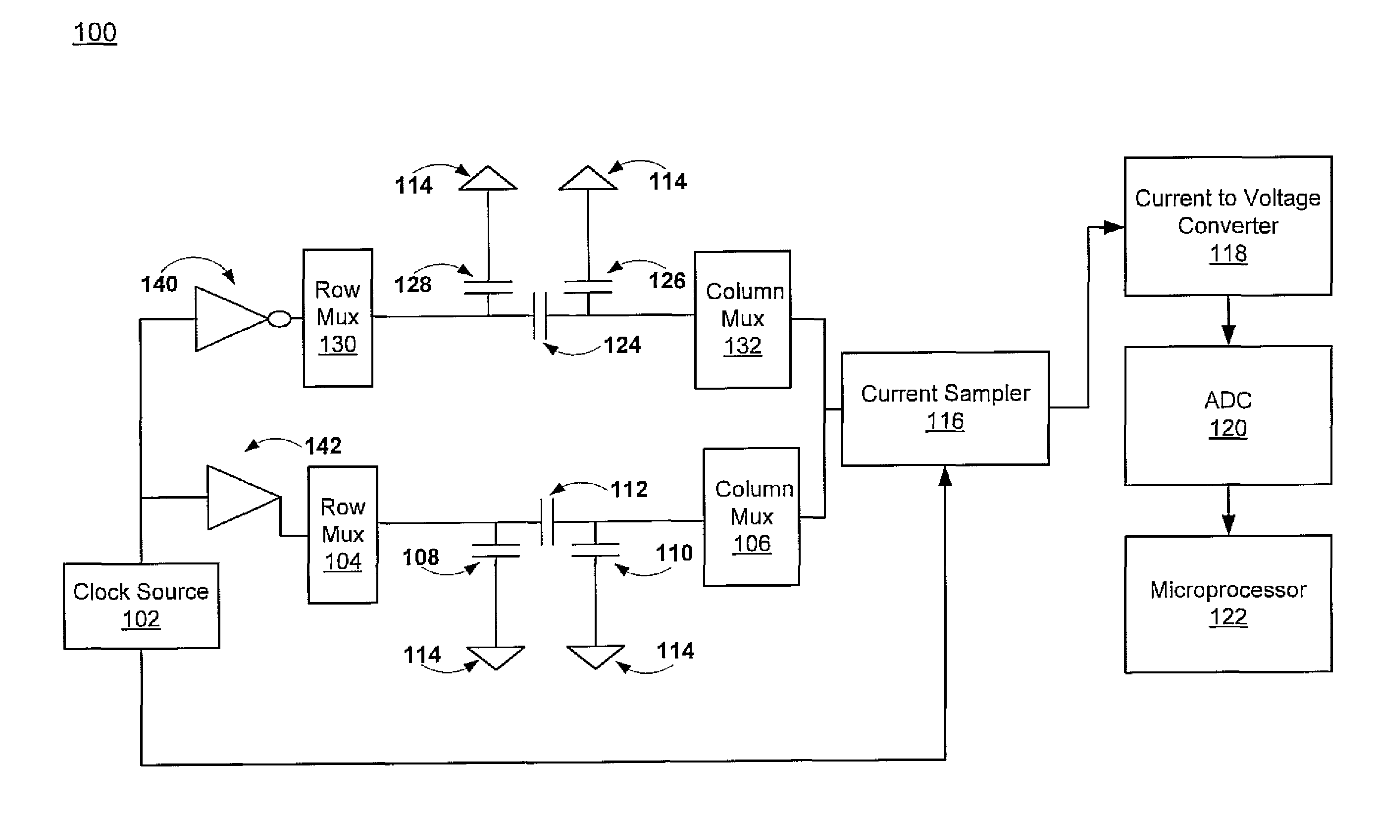 System and method to measure capacitance of capacitive sensor array