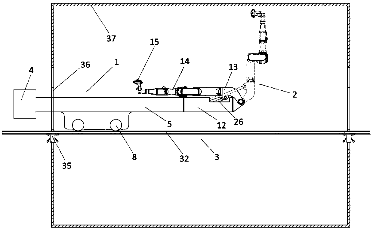 Rail type spraying robot