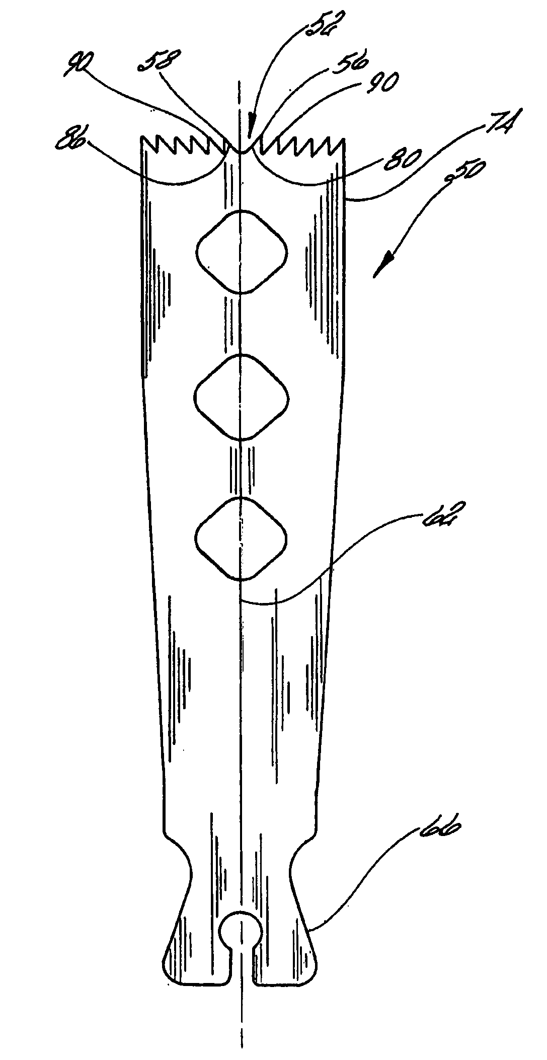 Surgical saw blade having at least one pair of opposed teeth shaped as right triangles