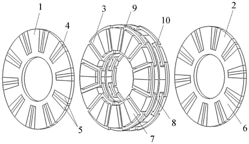 A rotor permanent magnet type dual rotor axial magnetic field hybrid excitation flux switching motor