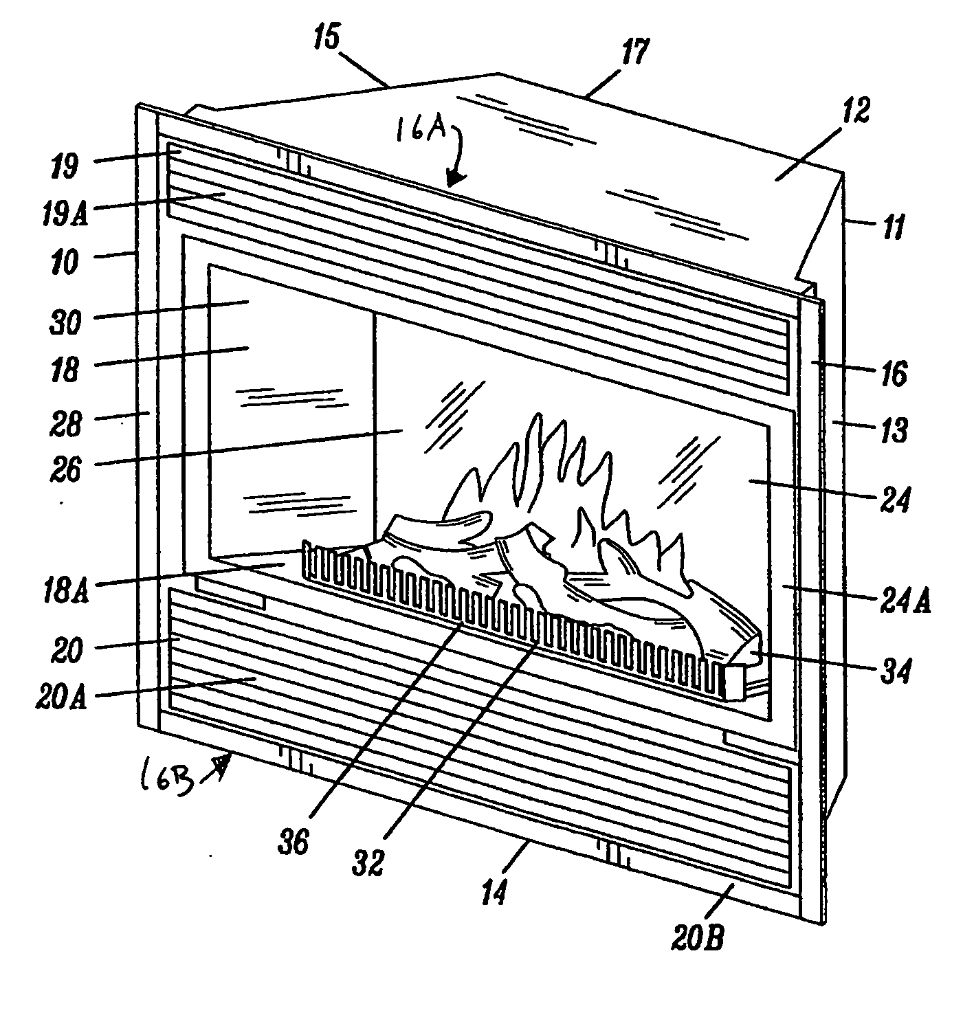 Apparatus and method for simulation of combustion effects in a fireplace