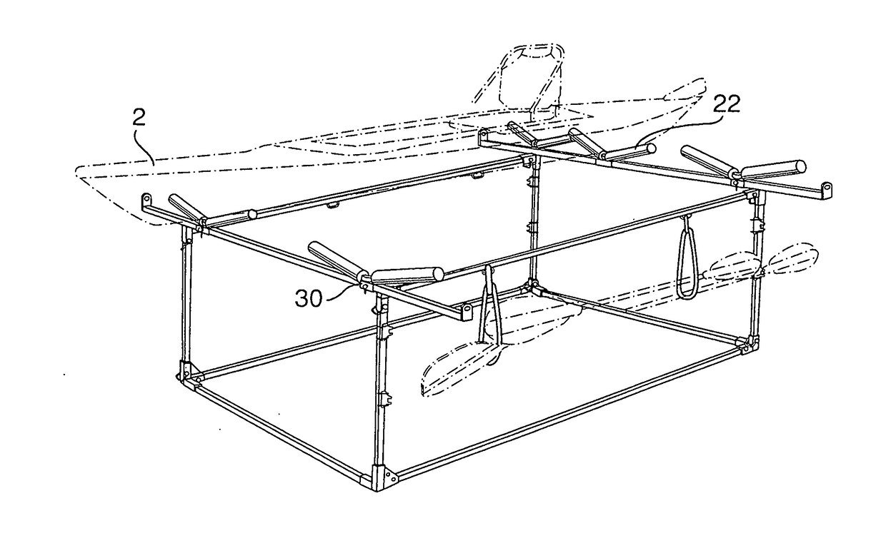 Kayak transport dolly and storage rack