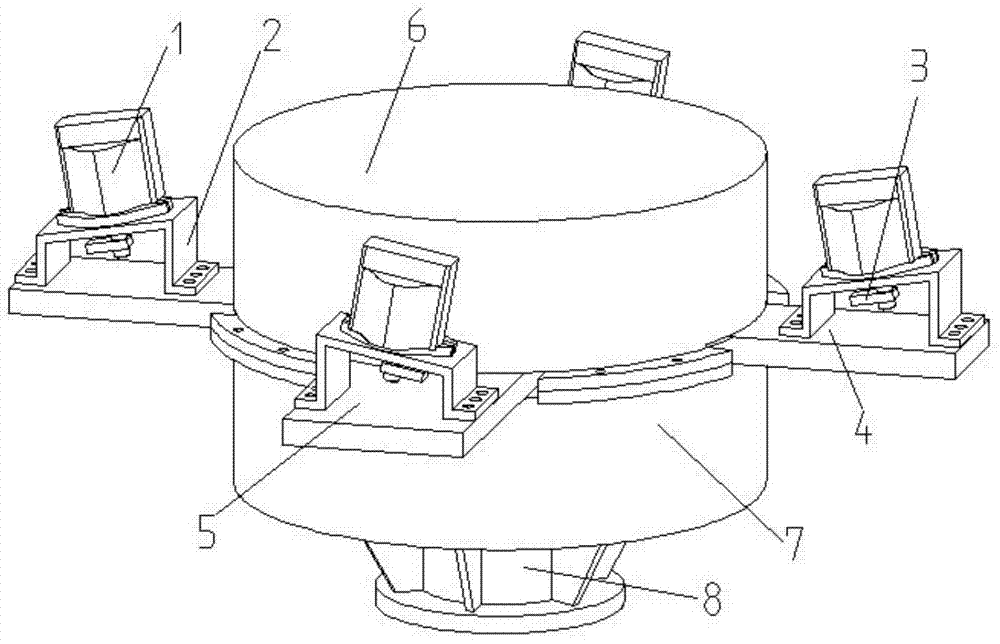 Four-hydraulic-motor-driven self-synchronizing vibrating hammer and structural parameter determining method thereof