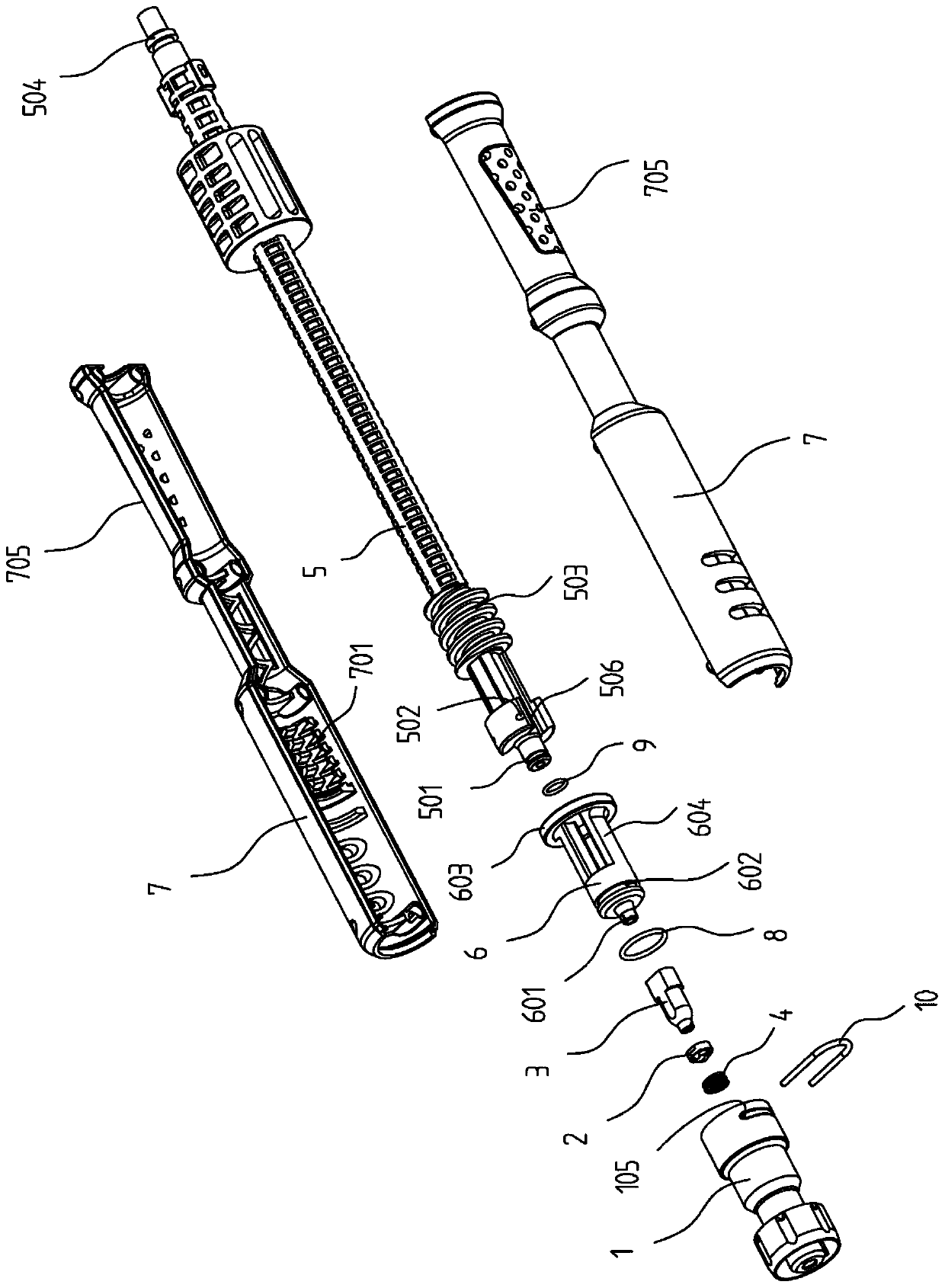 An anti-drip high and low pressure combined nozzle and high pressure cleaning equipment