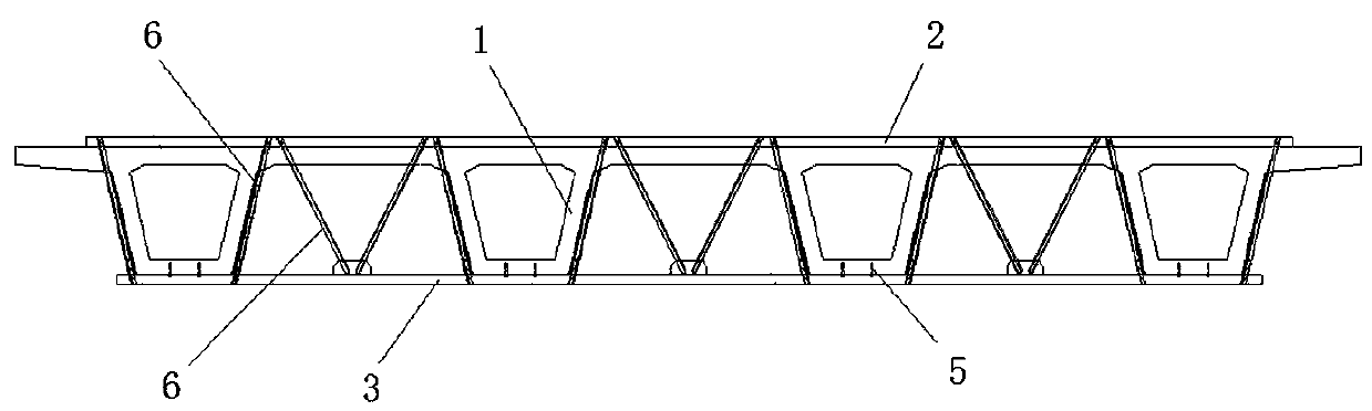 Reinforcing structure and method for assembled continuous box girders