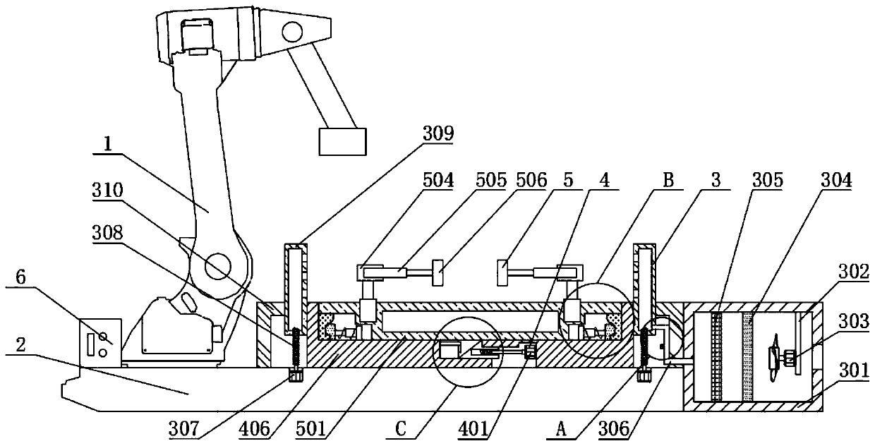 Automobile accessory welding mechanical arm with clamp convenient to replace