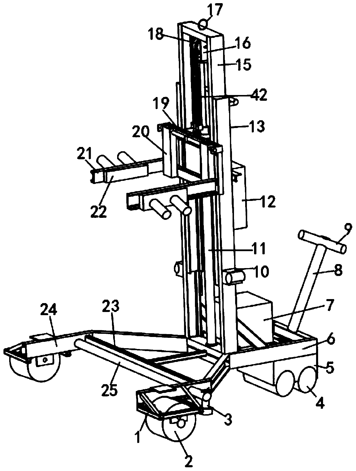 Loading and unloading type mobile equipment for mobile self-priming pump set of diesel engine