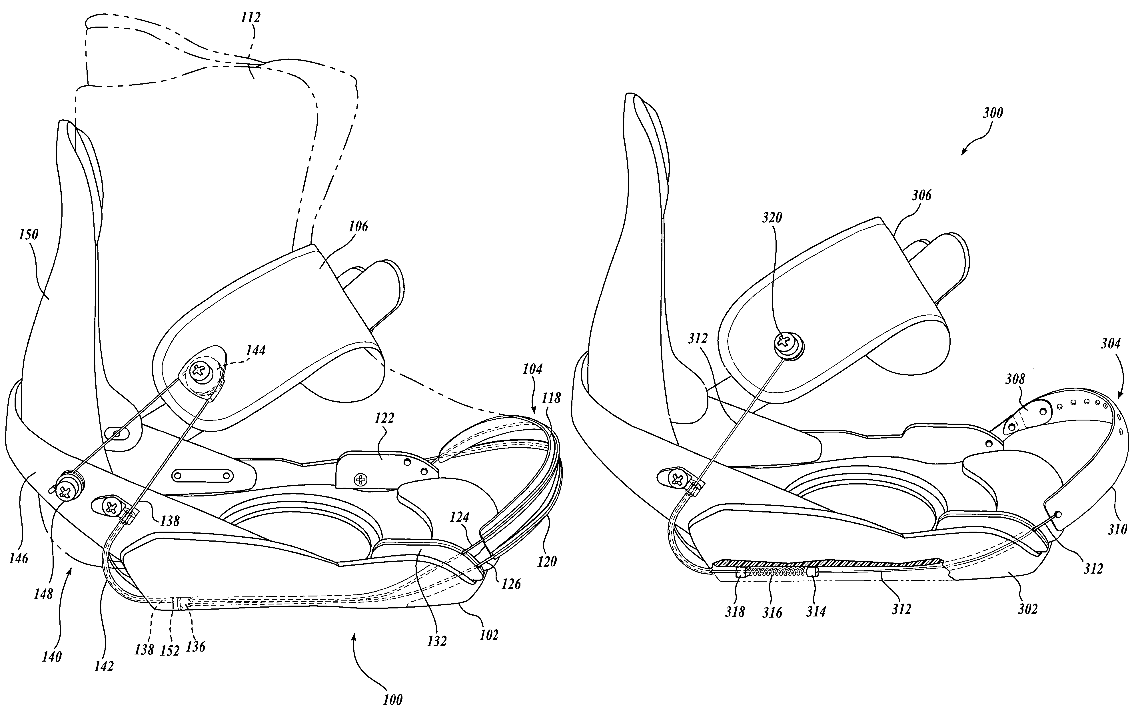 Snowboard binding system having automatic toe strap