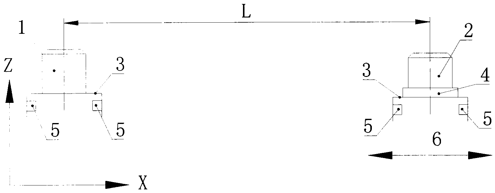 Adjustable pin distance large-size locating device with two pins on one side