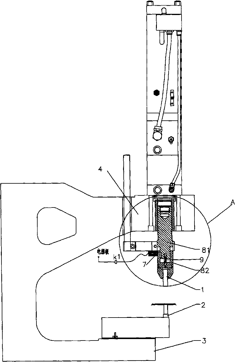 Contact workpiece detection mechanism of pneumatic and hydraulic punching machine